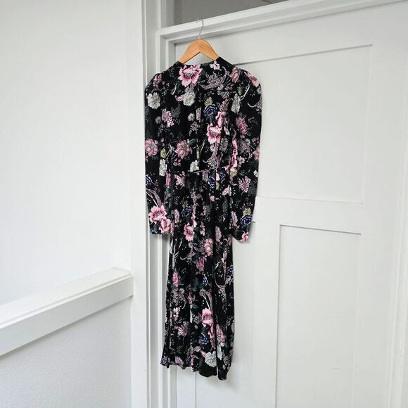 🆕️ AFRM Caley Wrap Long Sleeve Midi Dress in Pink Floral Print - Picture 6 of 13